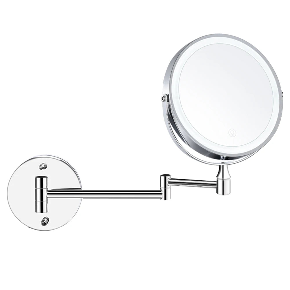 8” Wall-Mounted LED Makeup Mirror – 10X Magnifying & Touch Dimming