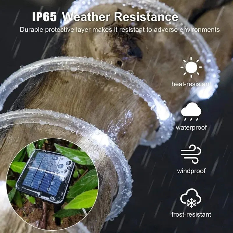 7m LED Solar Rope Lights – Outdoor Garden, Waterproof, 8 Modes