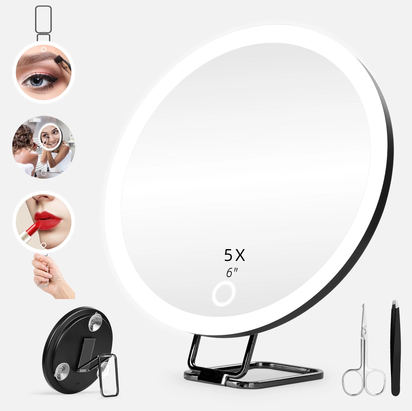 6-Inch Mirror with Light – 5-30X Magnification, Adjustable Stand