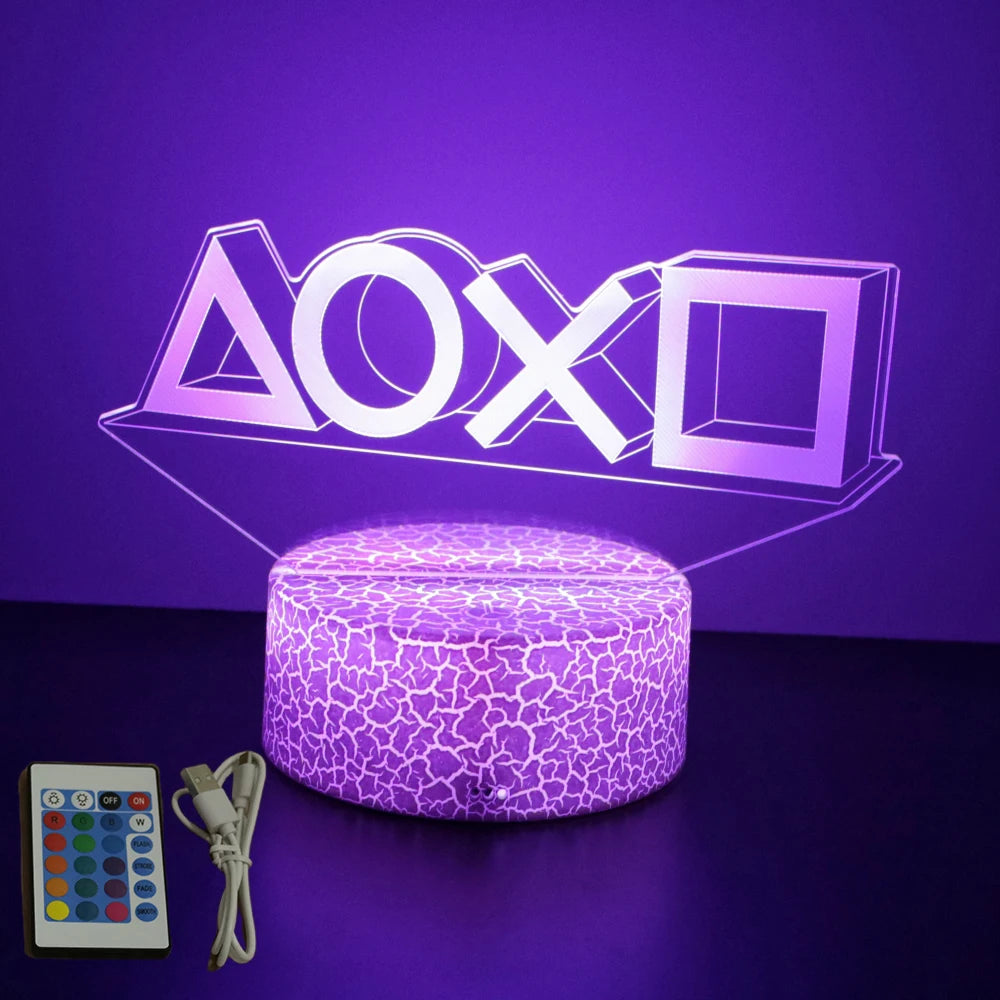 Neon Gamer 3D LED Night Light – RGB Gaming Room Lamp for Gifts