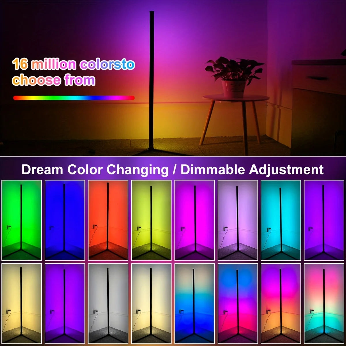 160cm Dimmable RGB LED Floor Lamp – Smart Tuya WiFi Light