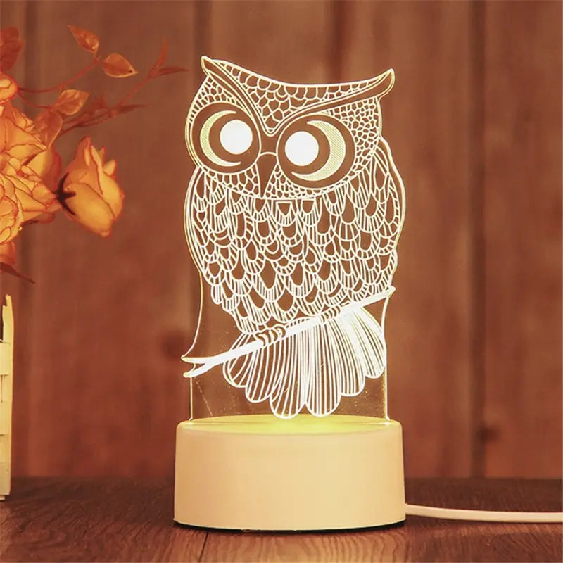 Creative Acrylic LED Night Light – Animal Shape Table Lamps