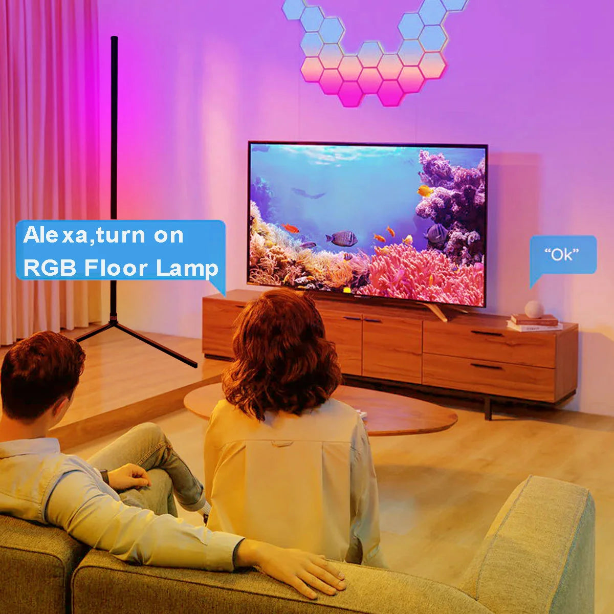 160cm Dimmable RGB LED Floor Lamp – Smart Tuya WiFi Light