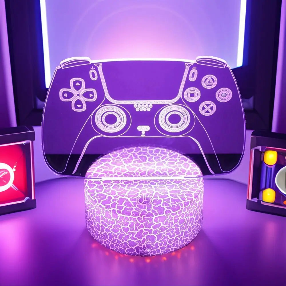 Neon Gamer 3D LED Night Light – RGB Gaming Room Lamp for Gifts