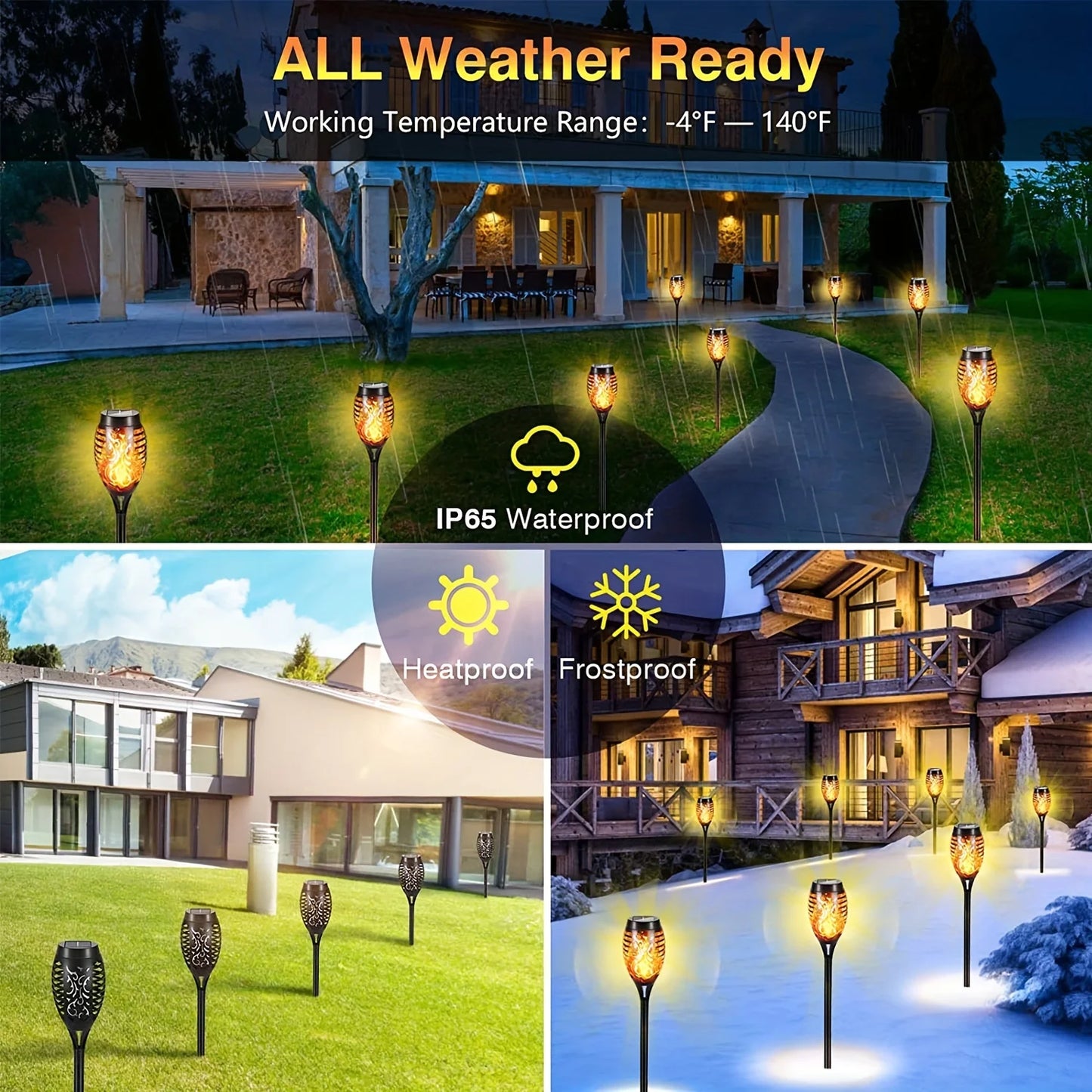 12 LED Solar Flame Lights – Waterproof Outdoor Torch Lamp