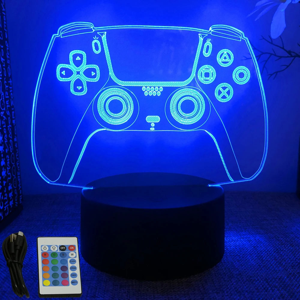 Neon Gamer 3D LED Night Light – RGB Gaming Room Lamp for Gifts