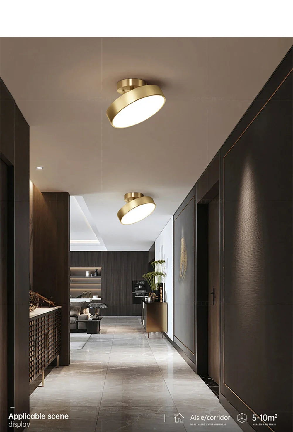 Modern Rotatable LED Ceiling Light – Copper Fixture for Home & Living