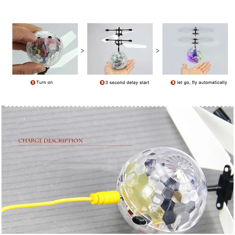 LED Flying Ball Aircraft – Infrared Induction Gesture Control Helicopter
