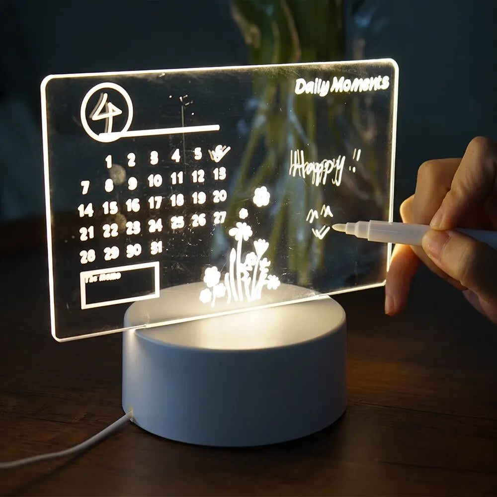 Creative LED Note Board Night Light – USB Rechargeable Message Lamp