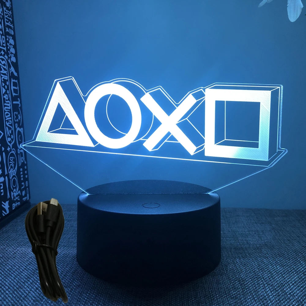 Neon Gamer 3D LED Night Light – RGB Gaming Room Lamp for Gifts