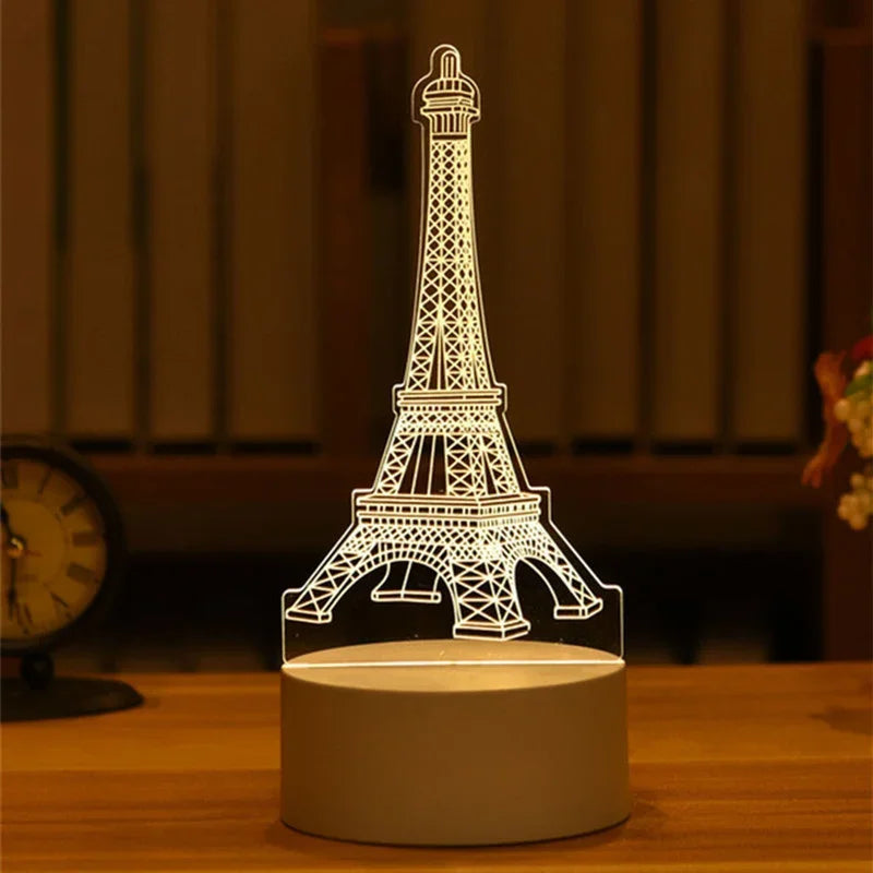 USB 3D Acrylic LED Night Light – Christmas, Wedding & Party Decor