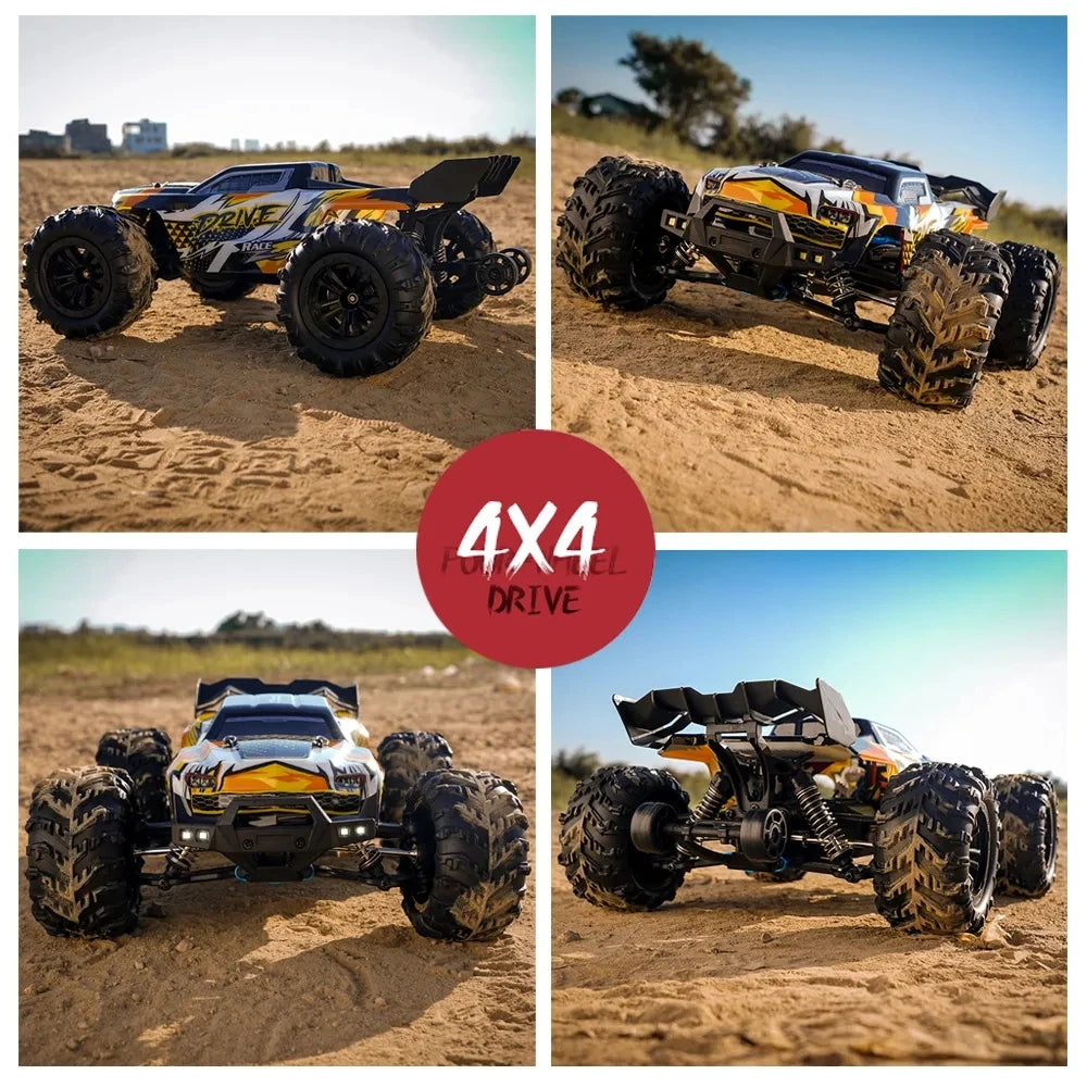 4WD Brushless RC Car with LED Headlights – High-Speed Drift Truck