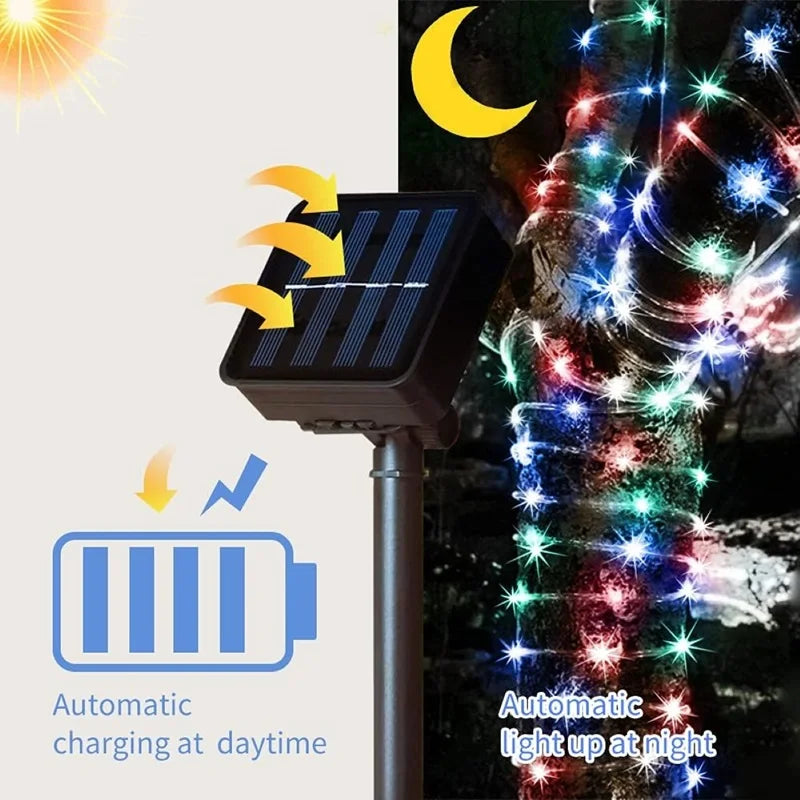 7m LED Solar Rope Lights – Outdoor Garden, Waterproof, 8 Modes