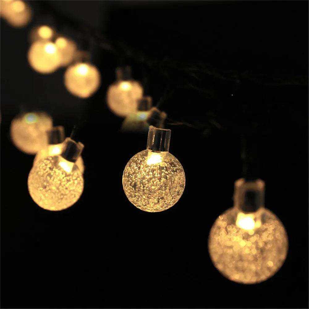 Solar Crystal Ball String Lights – 8 Modes for Outdoor Christmas Decor