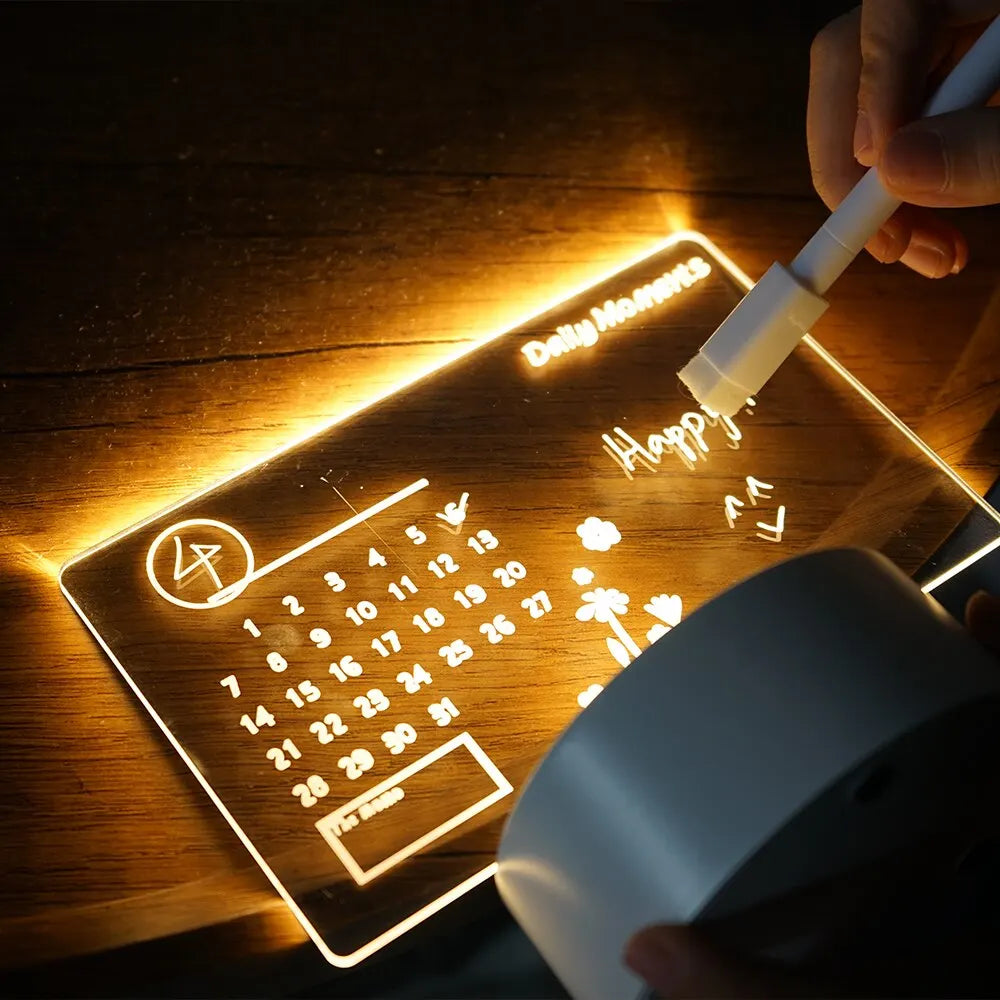 Creative LED Note Board Night Light – USB Rechargeable Message Lamp