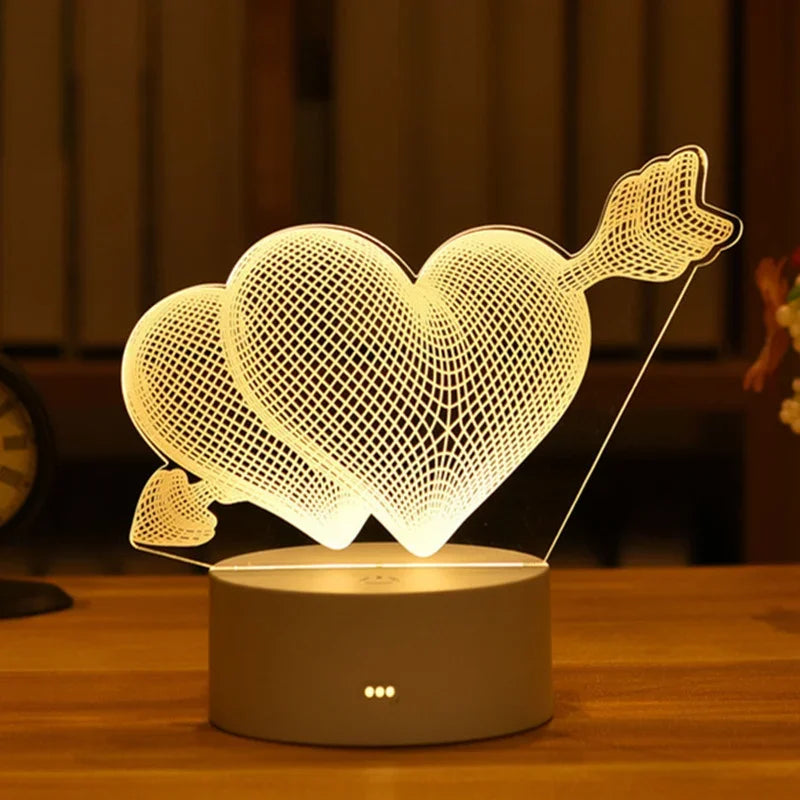 USB 3D Acrylic LED Night Light – Christmas, Wedding & Party Decor