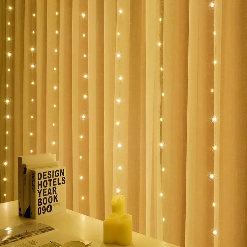 6M Christmas Curtain Lights – LED with Remote Control
