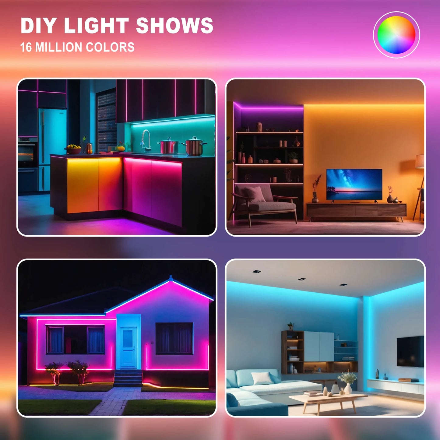 5V USB RGB Neon LED Strip Lights – Remote Control, 1-5M, Waterproof