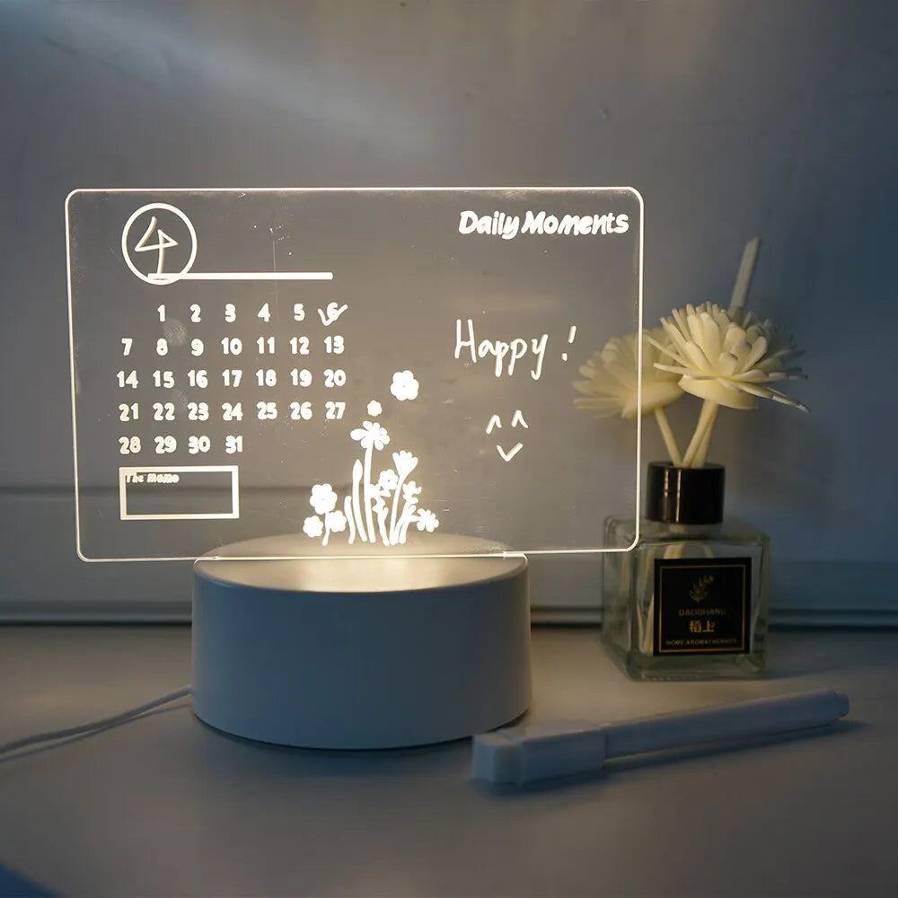 Creative LED Note Board Night Light – USB Rechargeable Message Lamp