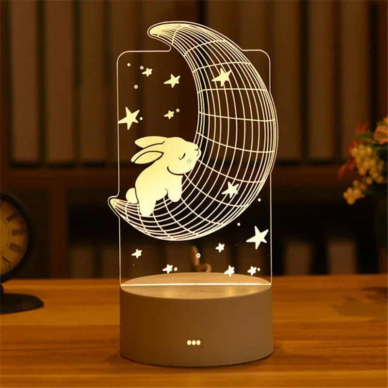 USB 3D Acrylic LED Night Light – Christmas, Wedding & Party Decor