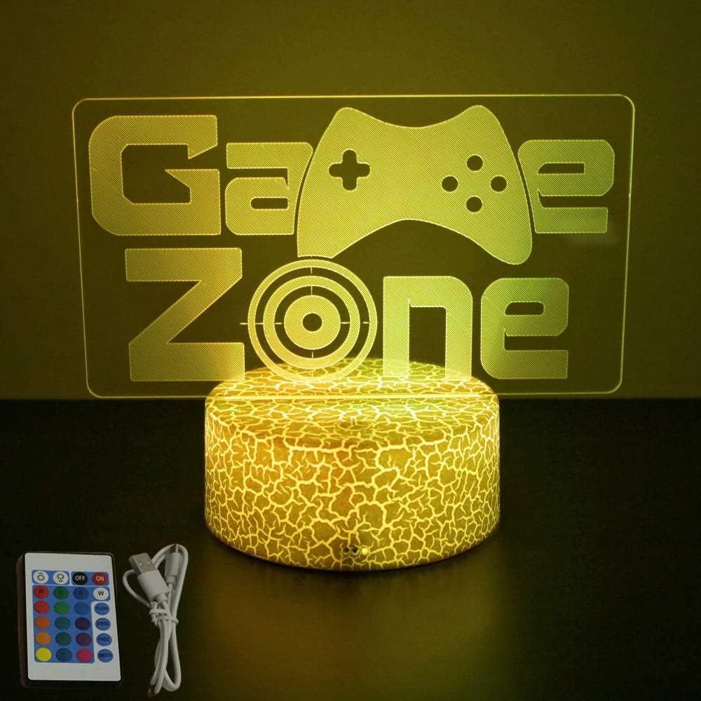 Neon Gamer 3D LED Night Light – RGB Gaming Room Lamp for Gifts