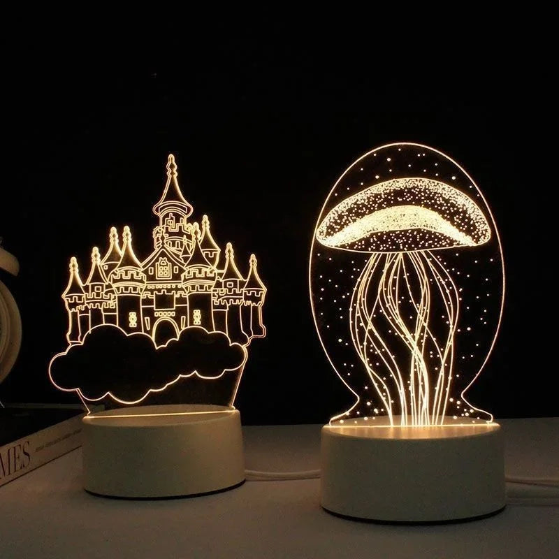 USB 3D Acrylic LED Night Light – Christmas, Wedding & Party Decor
