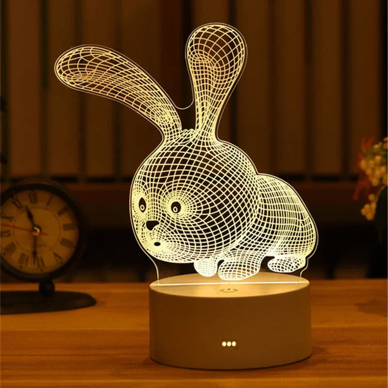USB 3D Acrylic LED Night Light – Christmas, Wedding & Party Decor
