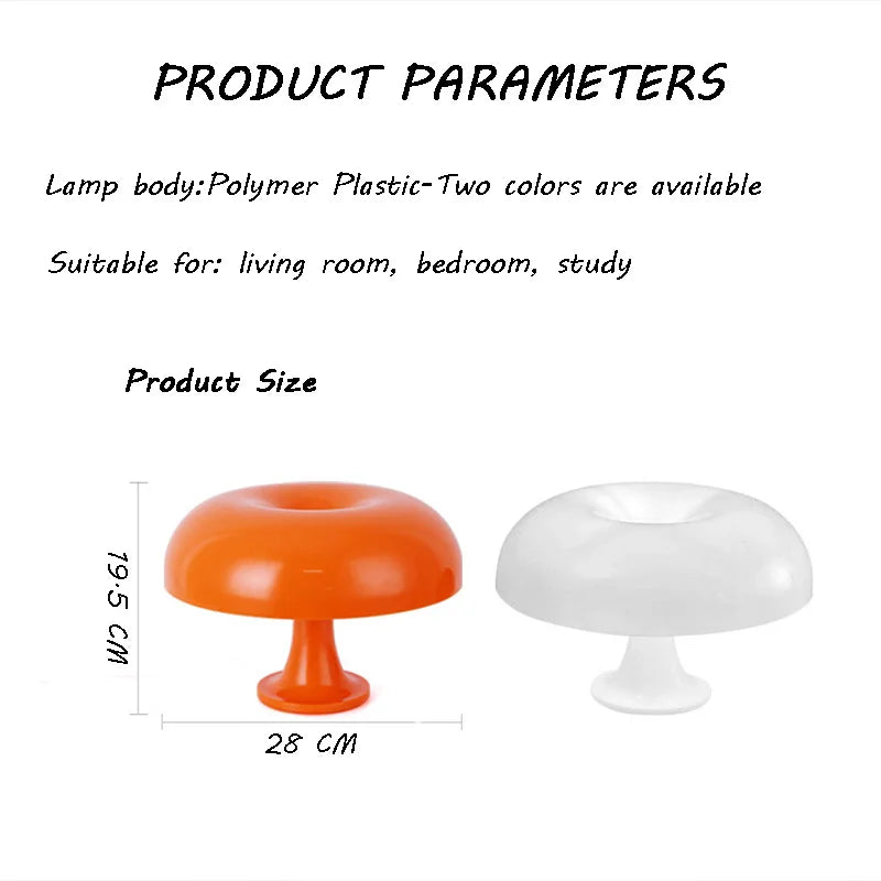 Modern Mushroom LED Table Lamp – USB, Dimmable Bedside Light