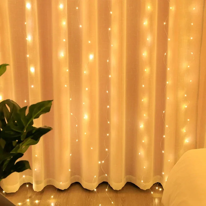 6M Christmas Curtain Lights – LED with Remote Control