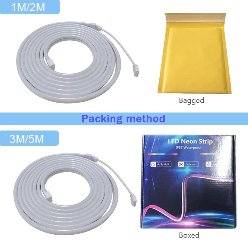 5M RGB Neon LED Strip – Tuya App & Alexa, Waterproof for TV & Home