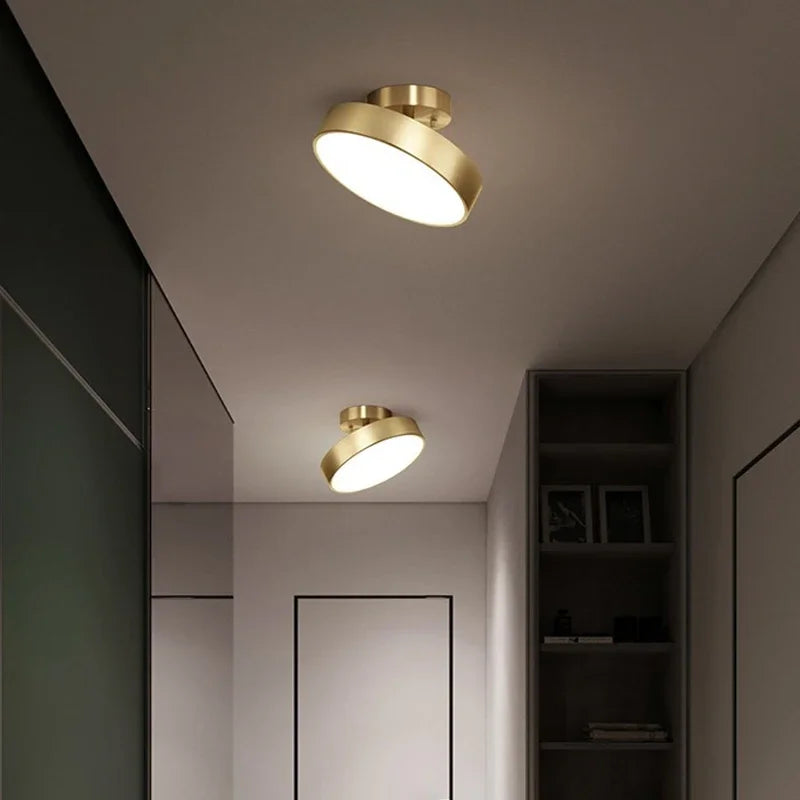 Modern Rotatable LED Ceiling Light – Copper Fixture for Home & Living