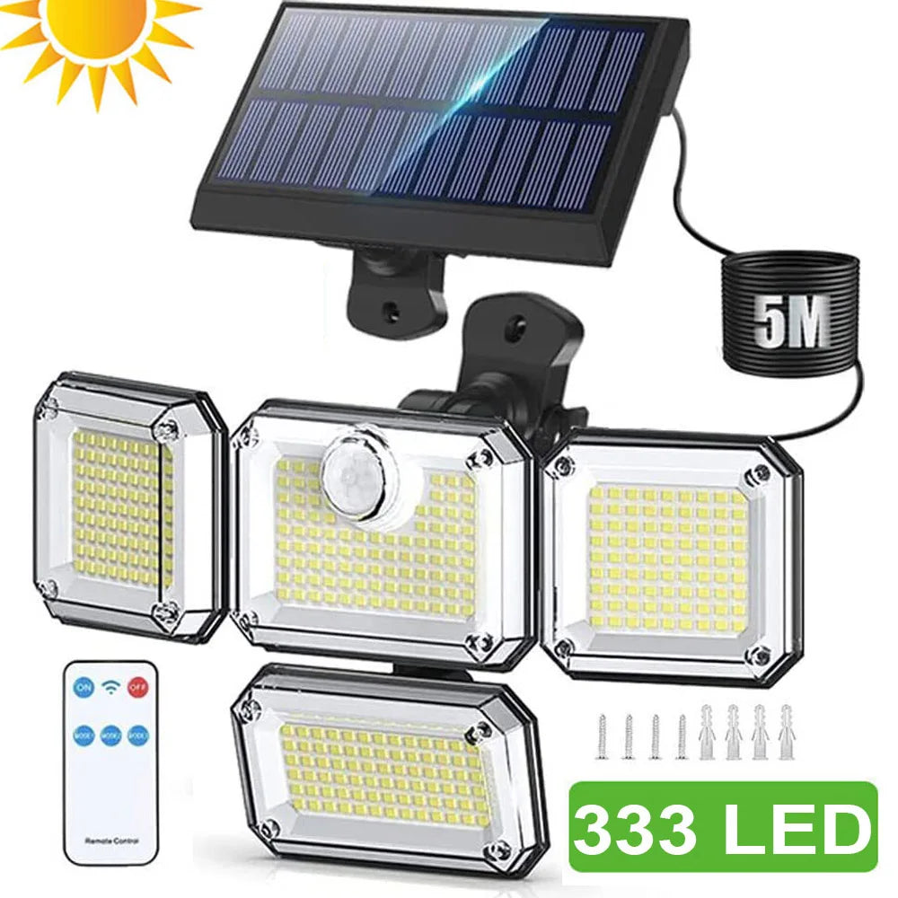2000LM Solar Powered Outdoor Light – LED Motion Sensor Security Lamp