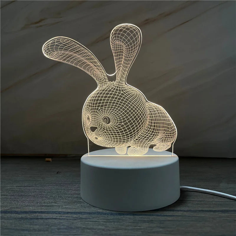 USB 3D Acrylic LED Night Light – Christmas, Wedding & Party Decor