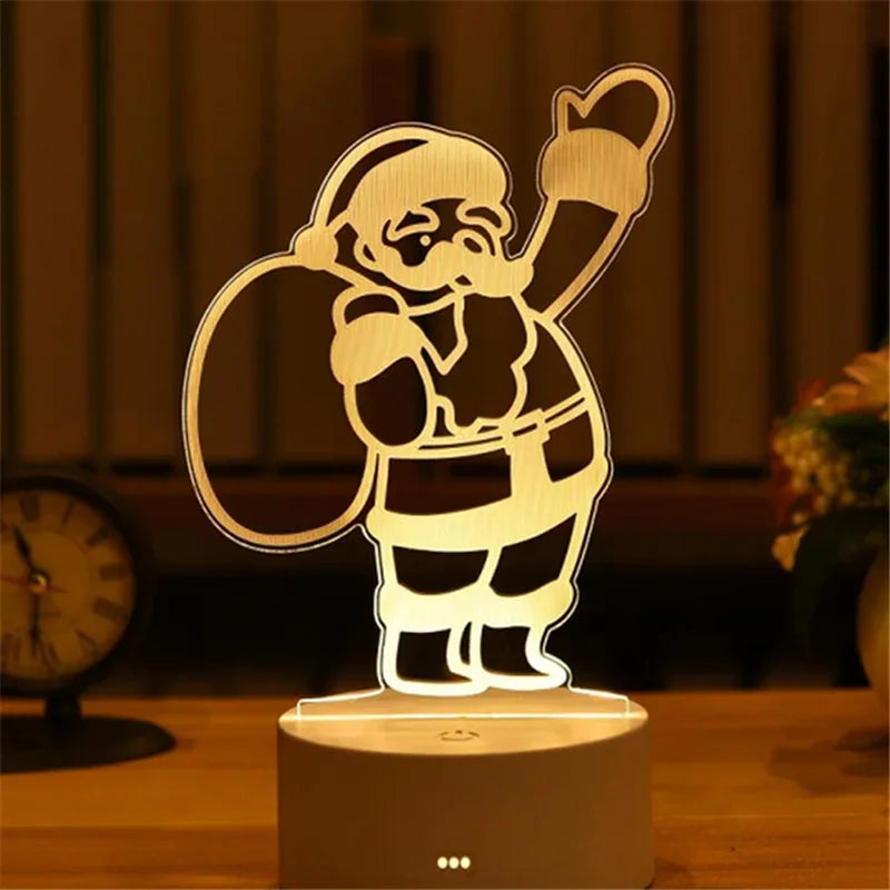 USB 3D Acrylic LED Night Light – Christmas, Wedding & Party Decor