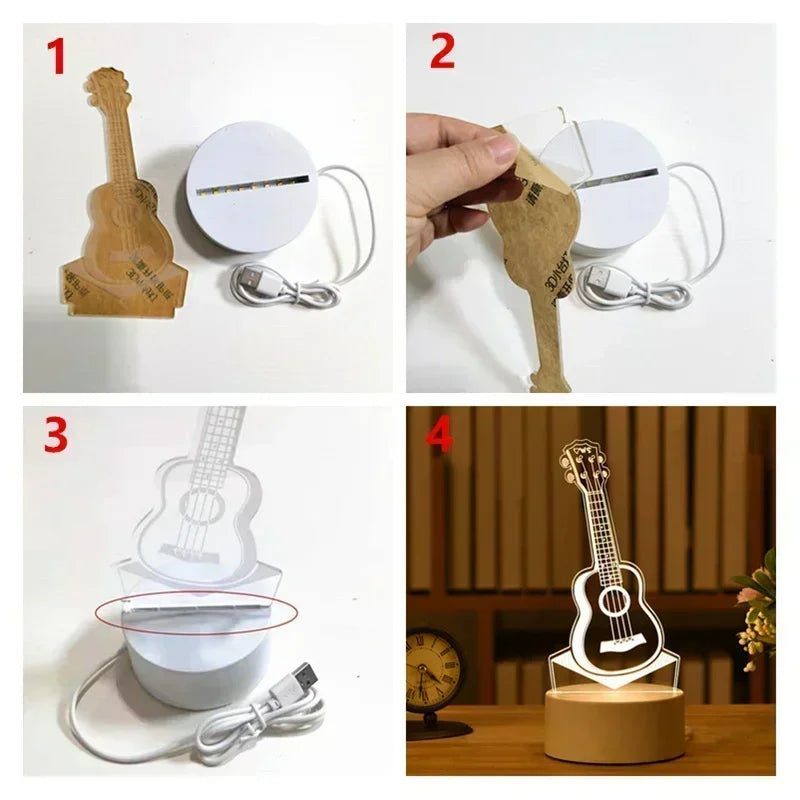 USB 3D Acrylic LED Night Light – Christmas, Wedding & Party Decor