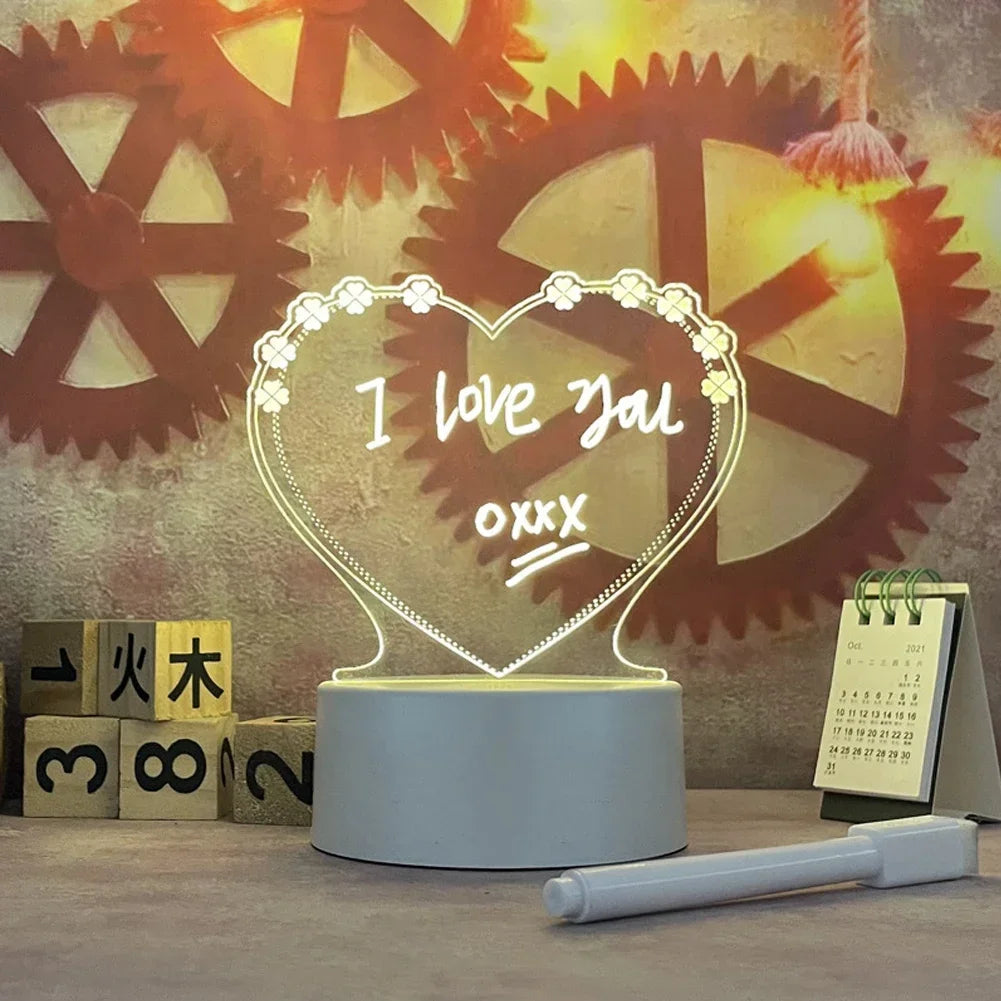 USB LED Message Board Night Light – Transparent Acrylic Calendar Lamp