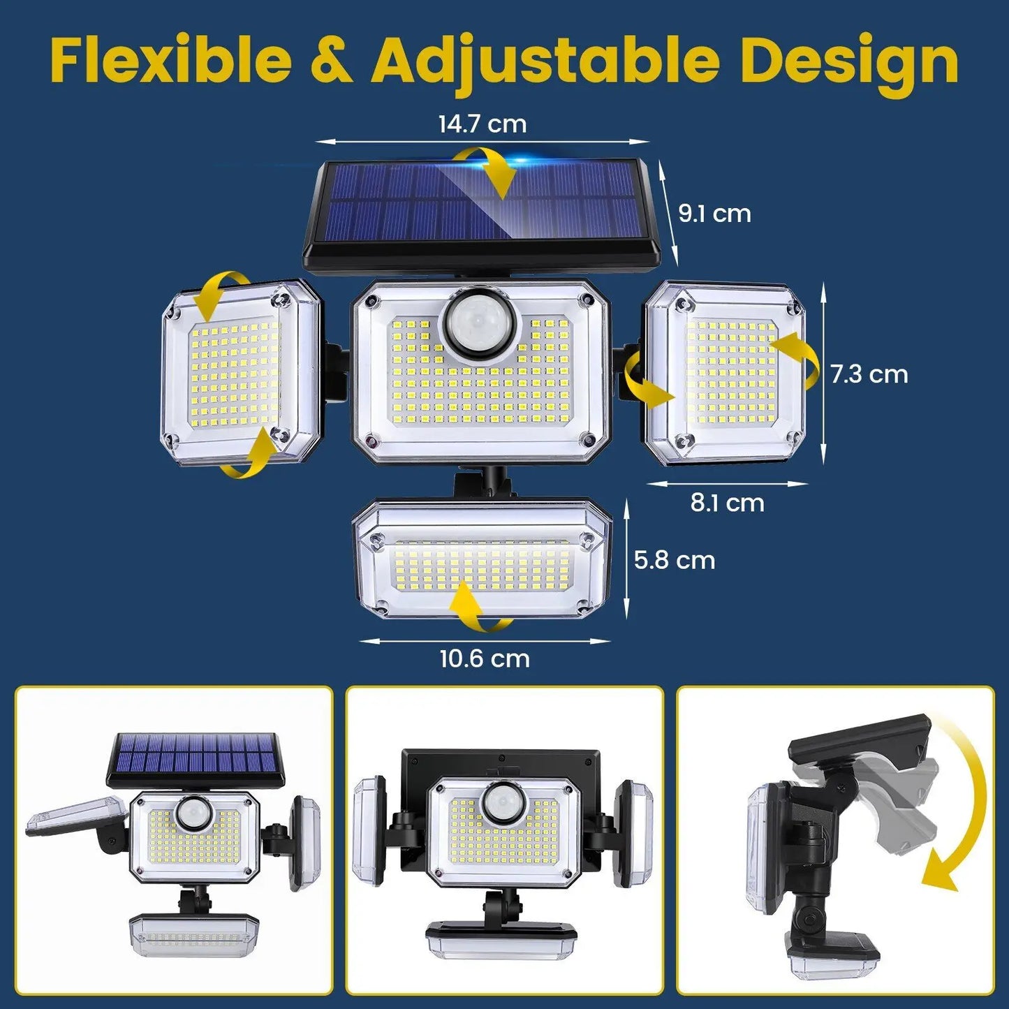 2000LM Solar Powered Outdoor Light – LED Motion Sensor Security Lamp