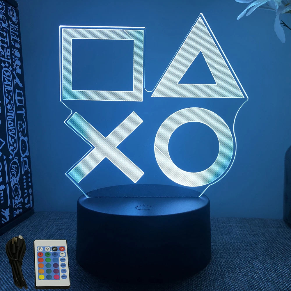 Neon Gamer 3D LED Night Light – RGB Gaming Room Lamp for Gifts