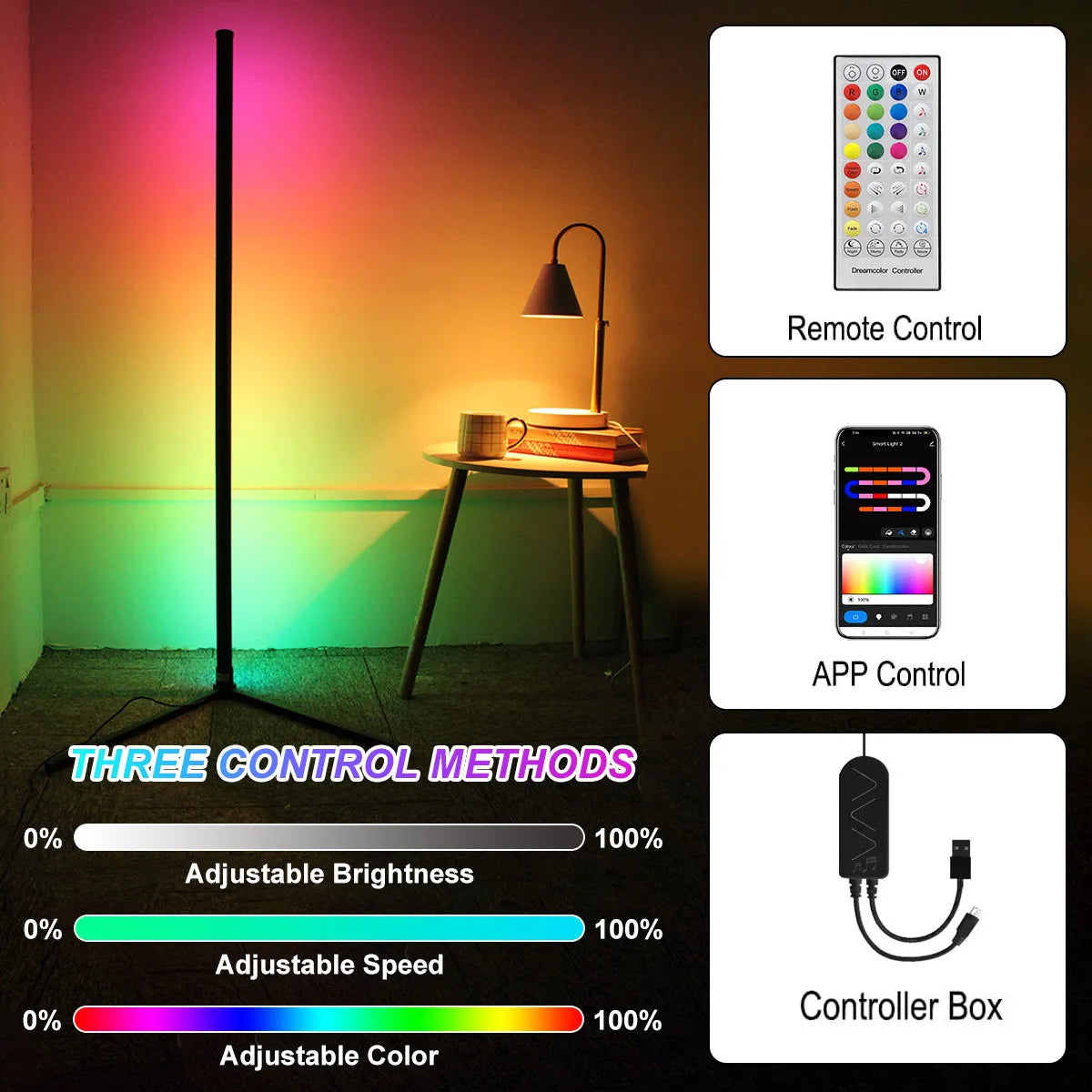 160cm Dimmable RGB LED Floor Lamp – Smart Tuya WiFi Light