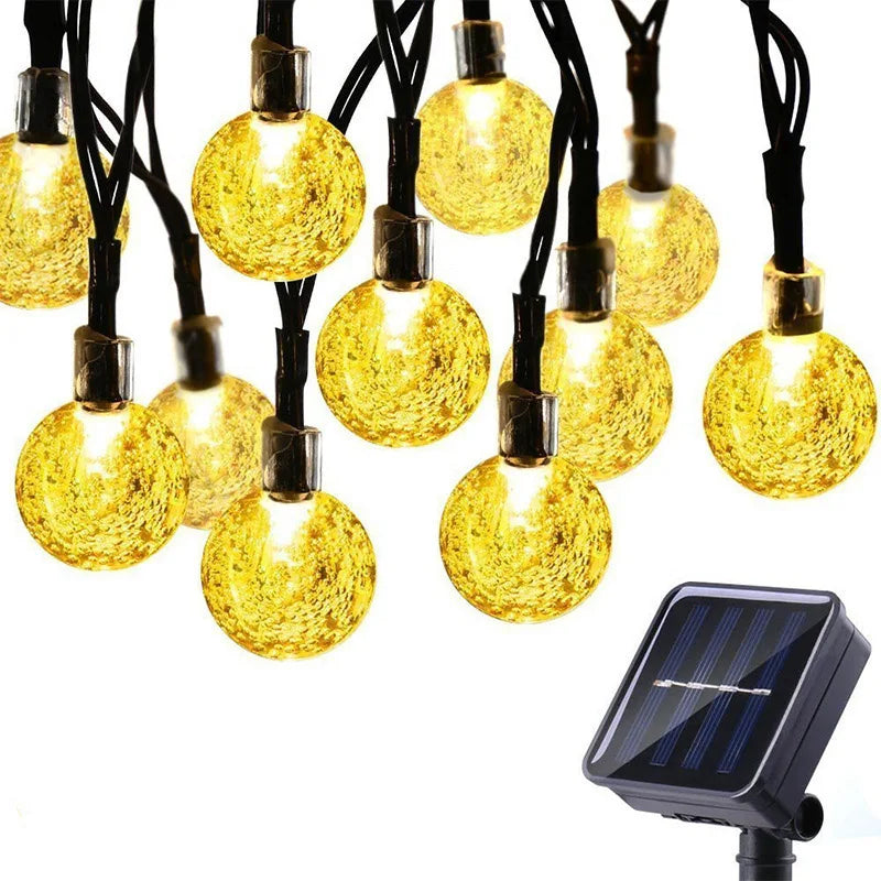 Solar Crystal Ball String Lights – 8 Modes for Outdoor Christmas Decor