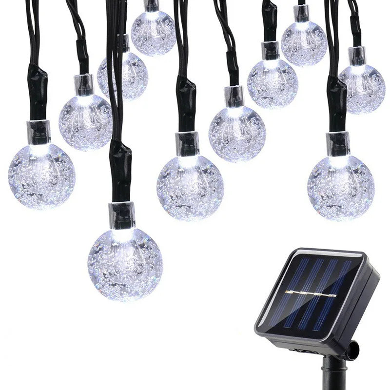 Solar Crystal Ball String Lights – 8 Modes for Outdoor Christmas Decor