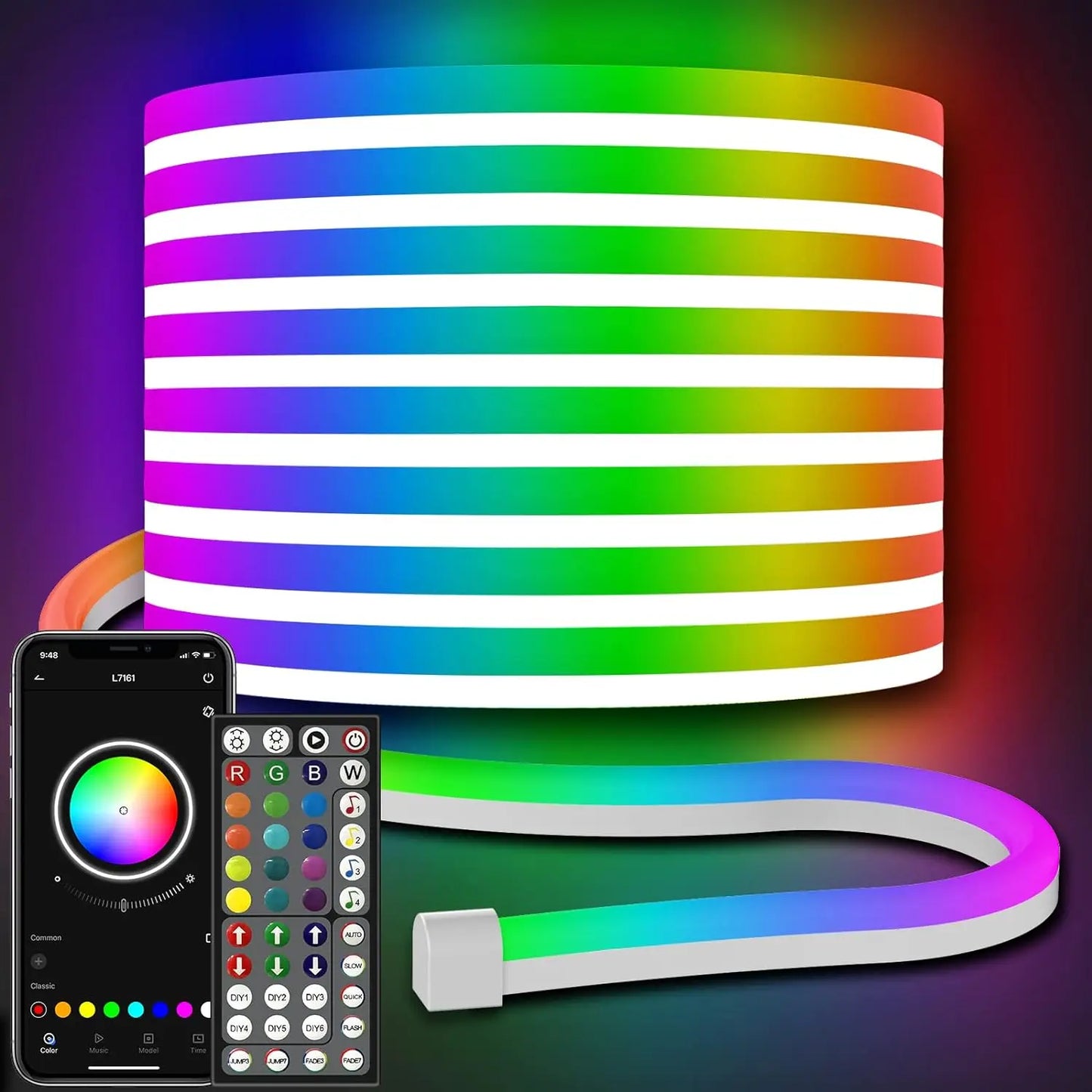 5M-40M Mexllex RGB Neon Light Strip – Remote,Waterproof