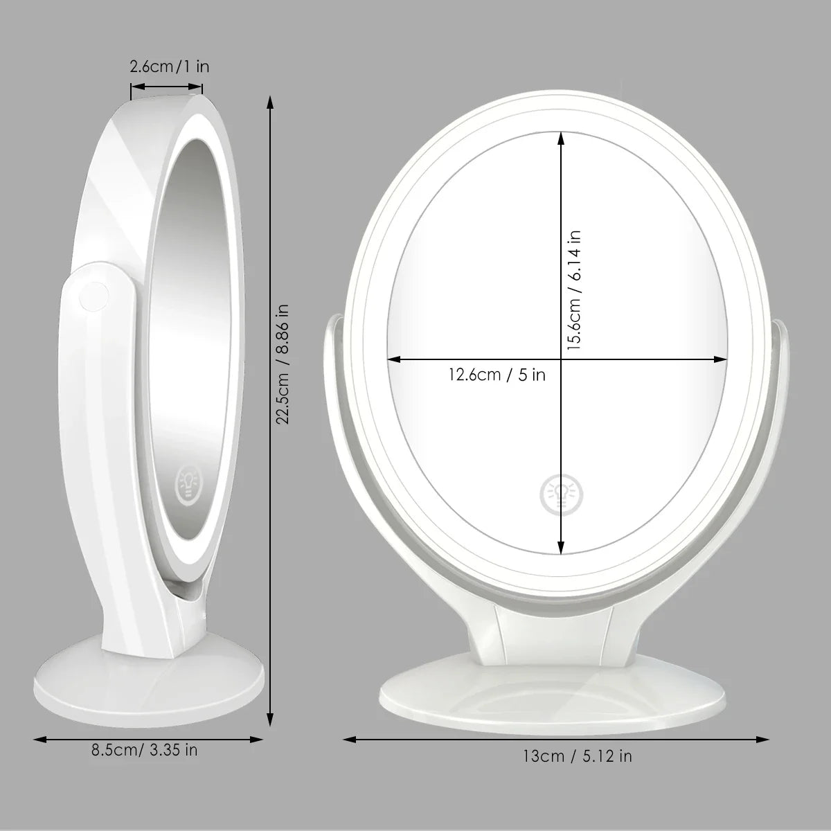 Makeup Mirror with Light – 1X/7X Magnification, USB Rechargeable