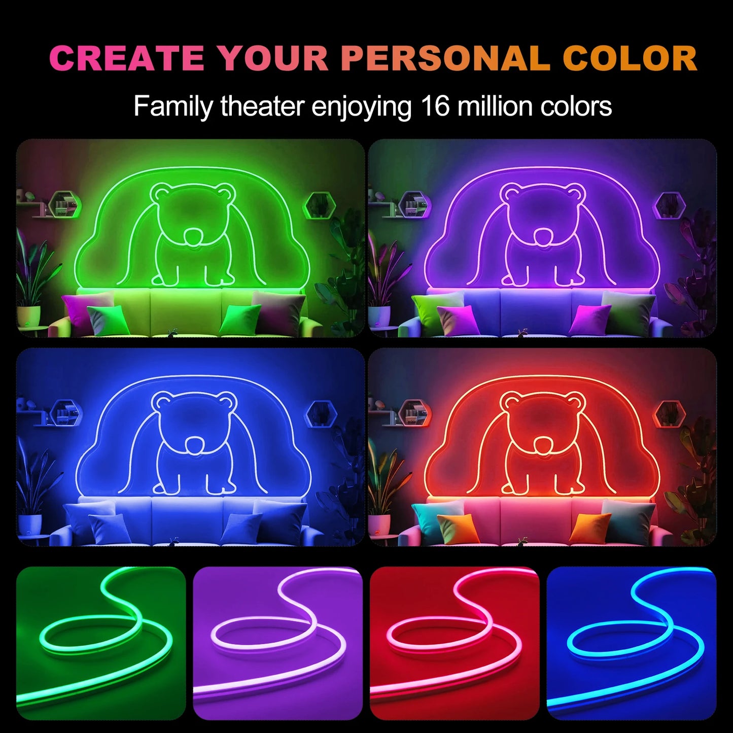 5V USB RGB Neon LED Strip Lights – Remote Control, 1-5M, Waterproof