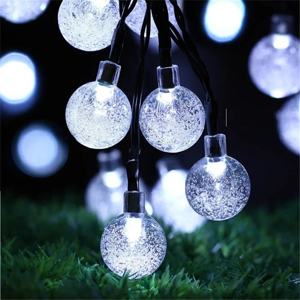 Solar Crystal Ball String Lights – 8 Modes for Outdoor Christmas Decor