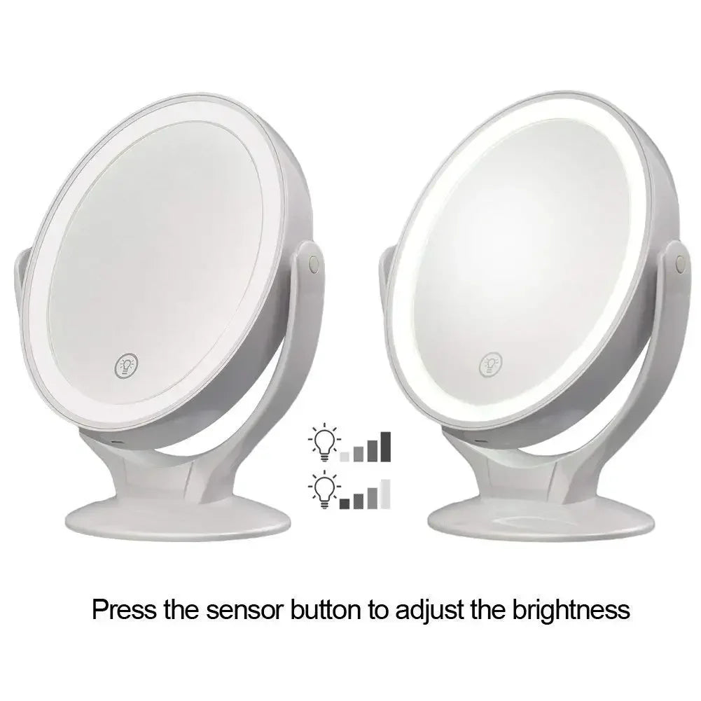 Makeup Mirror with Light – 1X/7X Magnification, USB Rechargeable