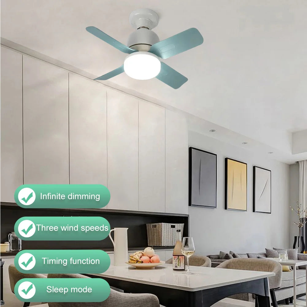 14W Ceiling Fan Light with Remote – Silent LED Lamp for Bedroom & Living