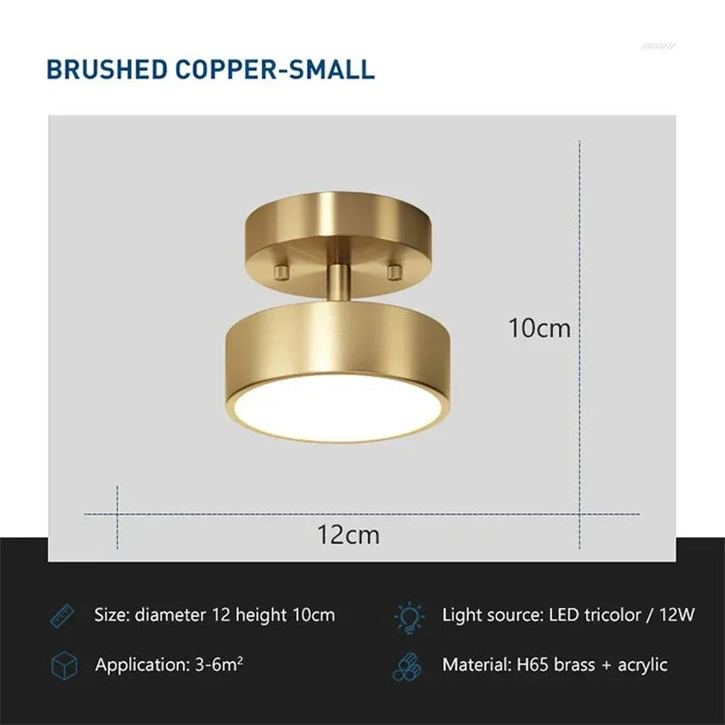 Modern Rotatable LED Ceiling Light – Copper Fixture for Home & Living