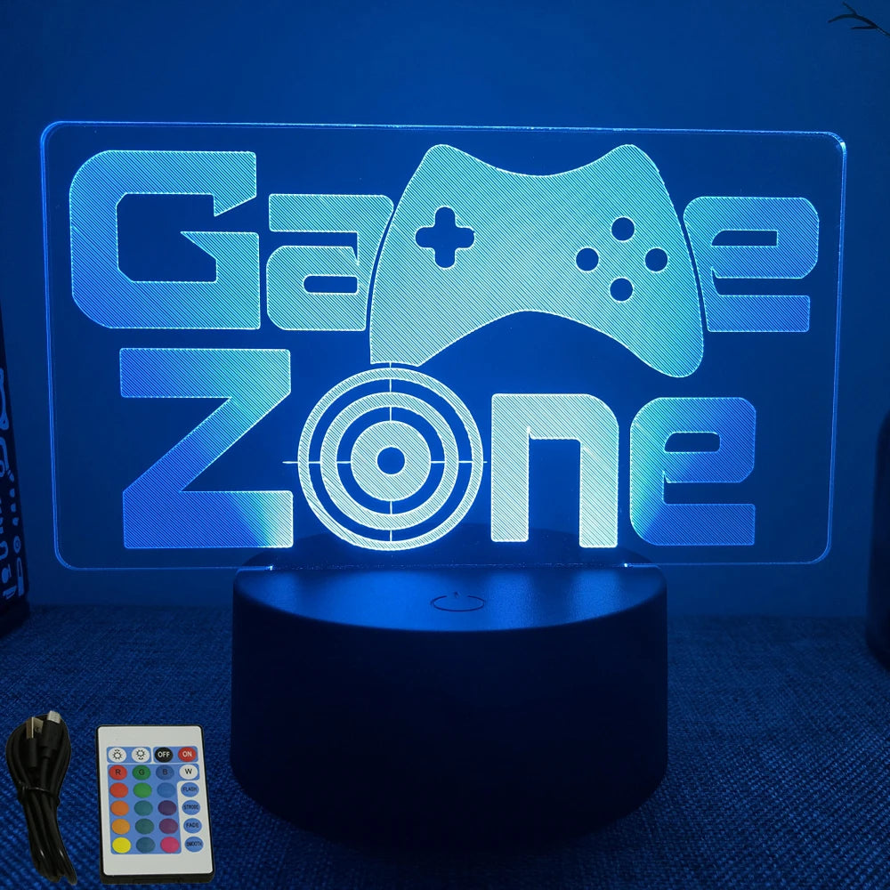 Neon Gamer 3D LED Night Light – RGB Gaming Room Lamp for Gifts