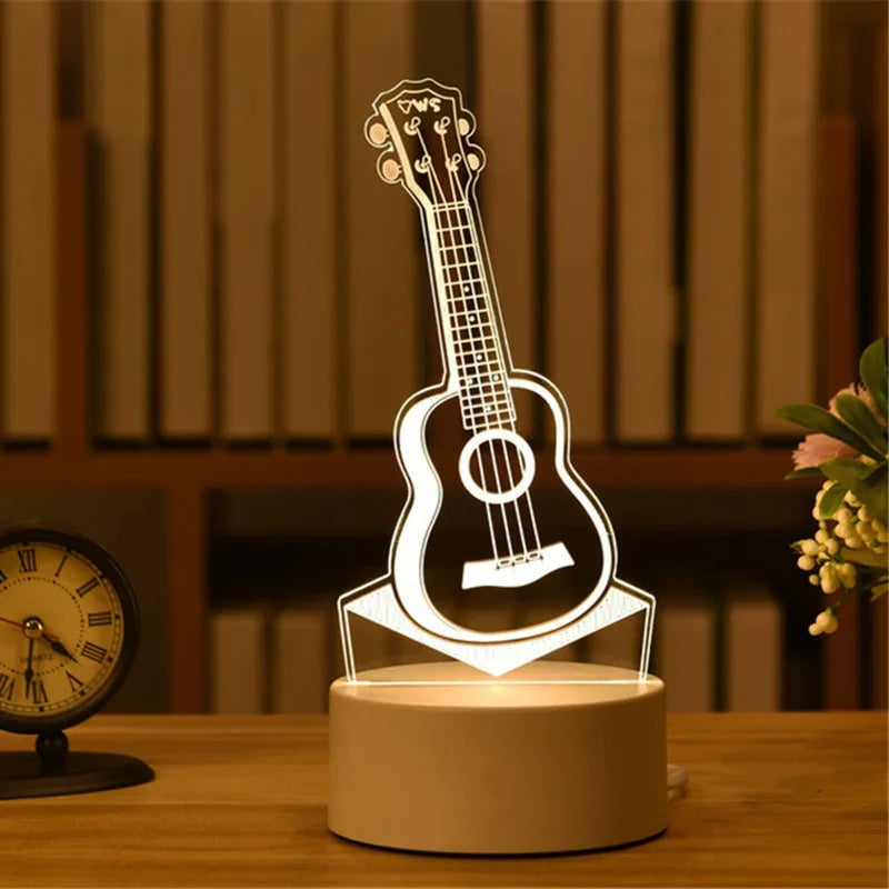USB 3D Acrylic LED Night Light – Christmas, Wedding & Party Decor